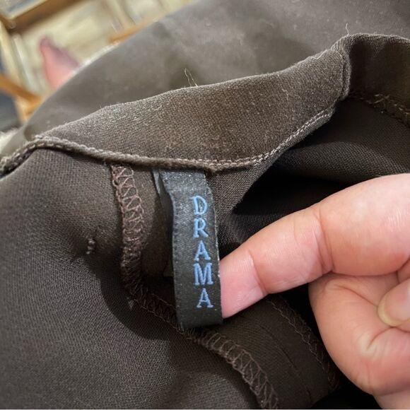 Vintage 80s-90s Drama Relaxed Fit Straight Leg High-Rise Trousers Brown - Picture 3 of 5